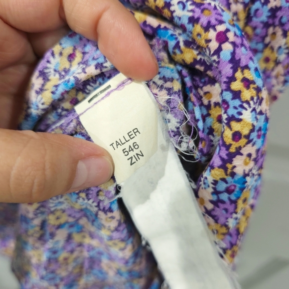 Zara Purple Blue Yellow Floral Puff Smocked Sleeve Sundress Mini, Deep Vneck, S - Picture 13 of 16